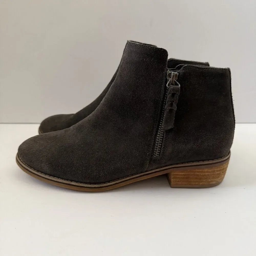 Blondo Valli Womens 8.5 M Gray Suede Waterproof Ankle Boots Booties Side Zip